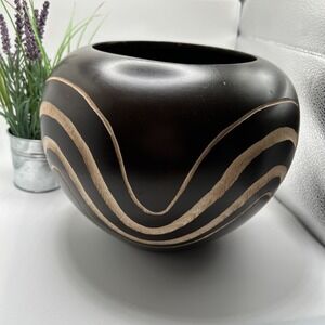 Handmade Wooden Bowl 5 inch Thai Carved Large Bowl Not Wash Or Airtight